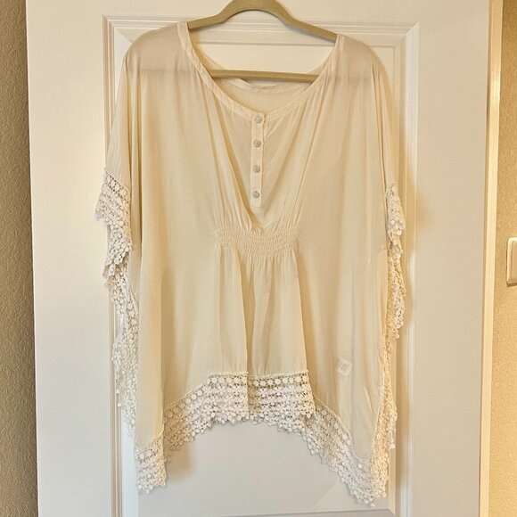 Warehouse White Ivory Crochet Blouse Top Shirt, ASO Kate Middleton - Picture 1 of 6